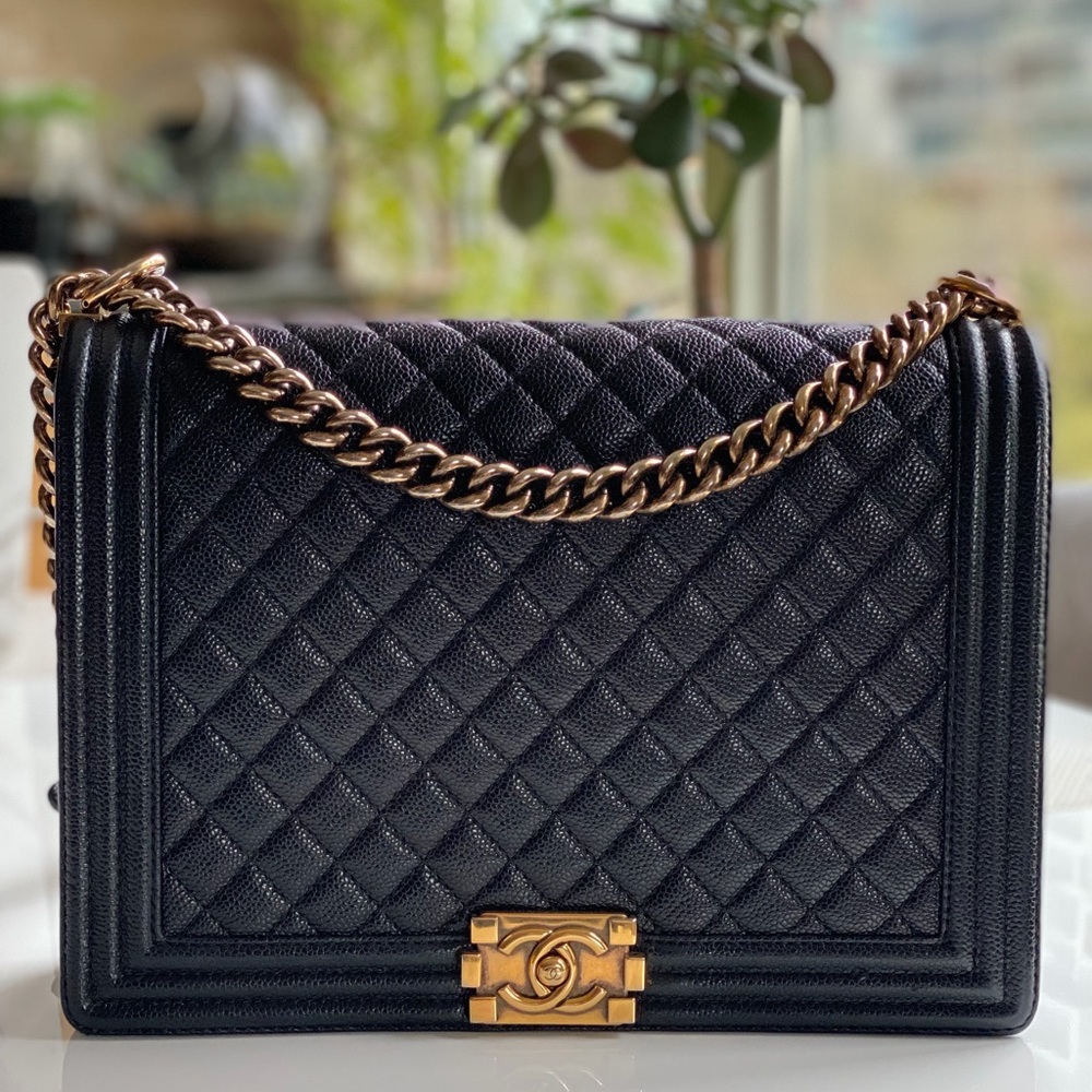 Large Boy Chanel Black Caviar w/ Rustic Gold Hardware